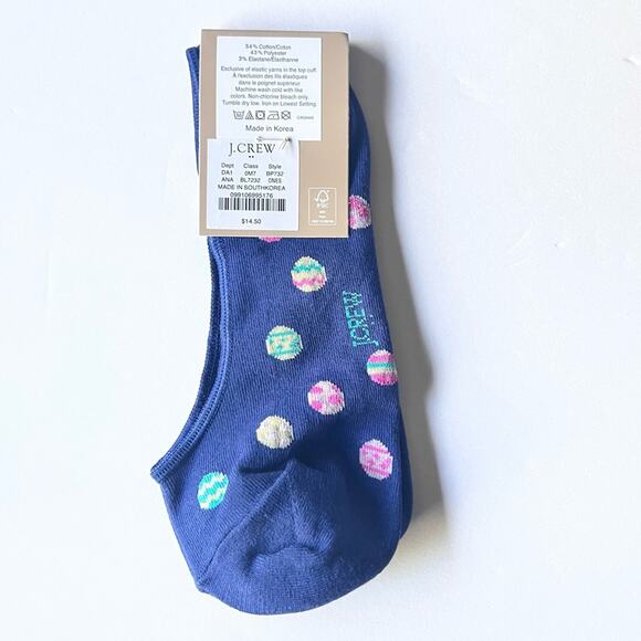 J.Crew Women's Multi-color Eggs Print Graphic Design 
No Show Ankle Socks  NWT - Picture 2 of 4